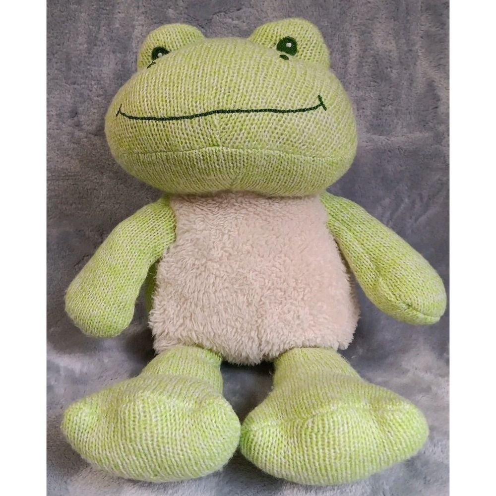 Spark Create Imagine 13"‎ Green Knit Frog Baby Rattle Plush Stuffed Animal